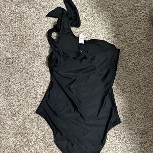 J. Crew Black One-Shoulder One Piece Swimsuit